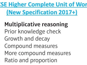 GCSE Higher (Unit 11): Multiplicative Reasoning
