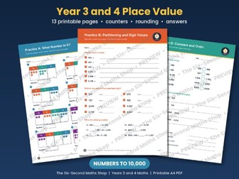 Year 3 and 4 Place Value Worksheets Pack