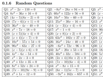 Bumper Booklet: Solving Quadratics