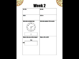 Eight week numeracy starter pack (Pizza progress)