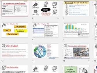AQA Globalisation - L2 Flows/Dimensions of Globalisation (Lesson and Resources).