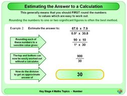 Estimating the Answer to a Calculation KS4
