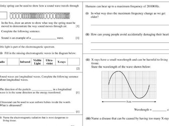 Waves Revision Pastpaper questions GCSE MAT