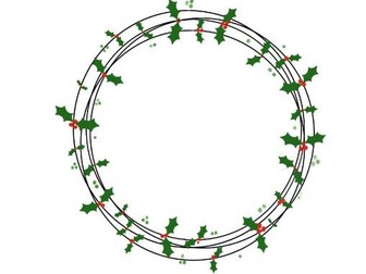 Christmas Holly Wreath Label - square