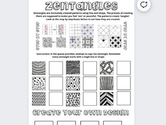 Zentangle worksheet / starter / extension activity