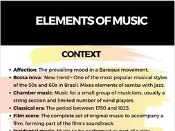 Elements Of Music Keywords And Definitions Teaching Resources