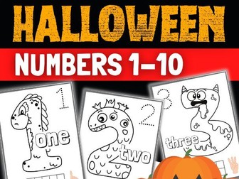 Halloween Math Worksheets: Halloween Numbers 1-10 Coloring and Counting