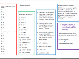 A Worksheet on Roman Numerals | Teaching Resources