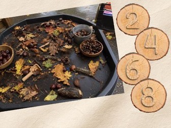 Numbers 1-20 on wood effect log slices