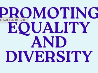 Promoting Equality and Diversity lessons