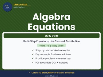 Algebra Equations Study Guide | Years 7–9