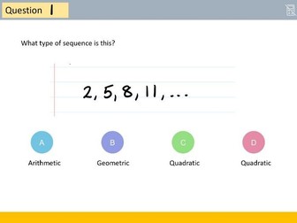 Identifying Types of Sequences Multiple Choice