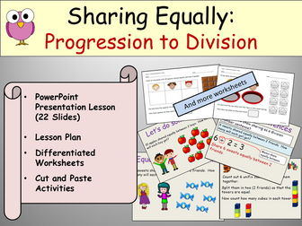 Division: Sharing Equally - Presentation, Lesson Plan, Activities and Worksheets - Keystage 1