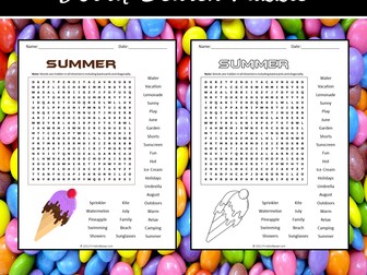 Summer Word Search Puzzle