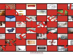 House Rooms and Furniture Checker Board Game
