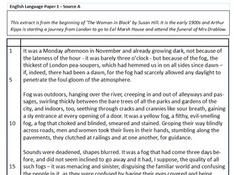 AQA English Language Paper 1 Mock Exam (The Woman in Black)