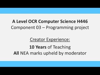 A Level OCR Computer Science H446/03 - NEA 3.3 Development