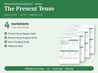 Spanish Present Tense Bundle (Conti-style): Regular, Irregular & Reflexive