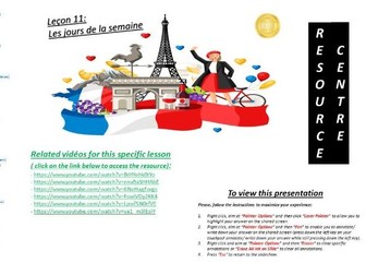 Lecon 11- Les jours de la semaine (days of the week)