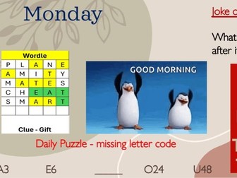 Daily starters in tutorial time (with answers) on PP