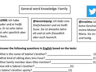 Skills based vocab test on family