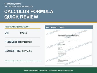Calculus Formula Sheet & Quick Review