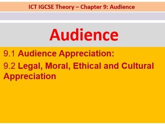 Audience: Appreciation, Legal, Moral, Ethical and Cultural Appreciation