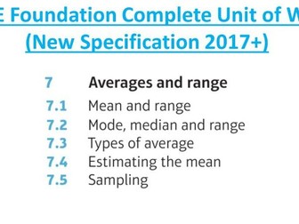 GCSE Foundation (Unit 7): Averages and Range