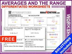 Averages and the Range (Progressive Worksheets with Solutions)