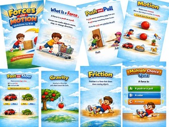 Forces and Motion Worksheets for Kids | Push and Pull Activities | Physics STEM Workbook Ages 6–9 |