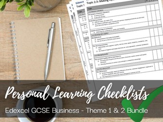 Edexcel GCSE Business - Personal Learning Checklists