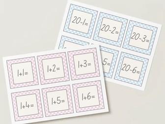 Addition and subtraction number sentence cards up to 20 Year 1