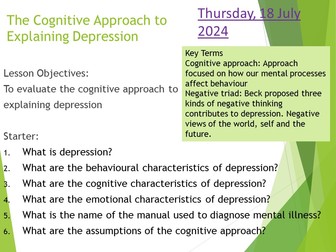 The cognitive approach to explaining depression