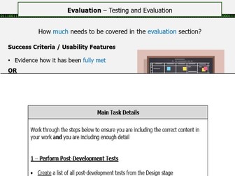 A Level NEA - Evaluation (Testing and Evaluation)