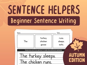 Fall Sentences | Beginner Sentence Writing, Autumn Writing, K 1st 2nd ELA