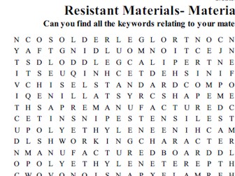 Resistant Materials Wordsearch