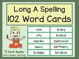 Flash Cards for the Long A Sound in Words