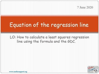 Equation of the regression line of y on x