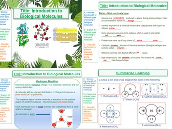 AQA A Level Biology (As Level) - Introduction to Biological Molecules