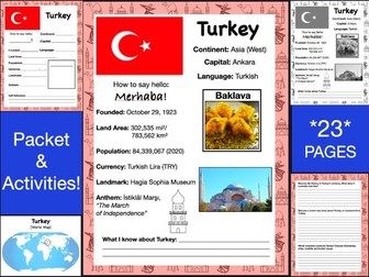 TURKEY History & Geography, Travel The World Worksheet
