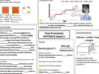 States of Matter revision mat (differentiated with full answers)