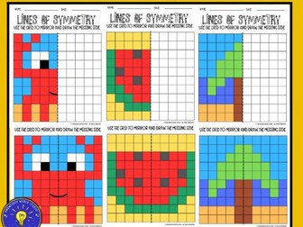 Summer Lines of Symmetry | Pixel Art - Reflection Drawings