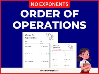 Order of Operations With NO Exponents Math Worksheets