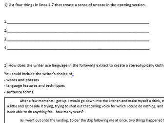 GCSE Language Paper 1 Q1-4 Example