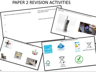 A level DT Product Design (AQA) Paper 2 revision activities