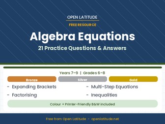 Algebra Equations — 21 Practice Questions & Answers