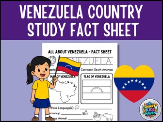 Venezuela Map and Flag Country Study Research Project Worksheet Geography Activity