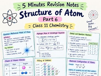 Structure of Atom | Quantum Model, Orbitals & ETC. | 5 Minutes Revision Notes