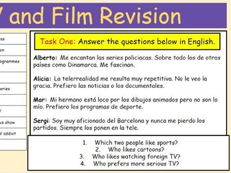 GCSE Spanish Revision Higher: Film & TV