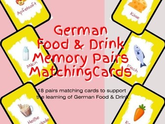 German Food & Drink Themed Matching Memory Pairs Cards